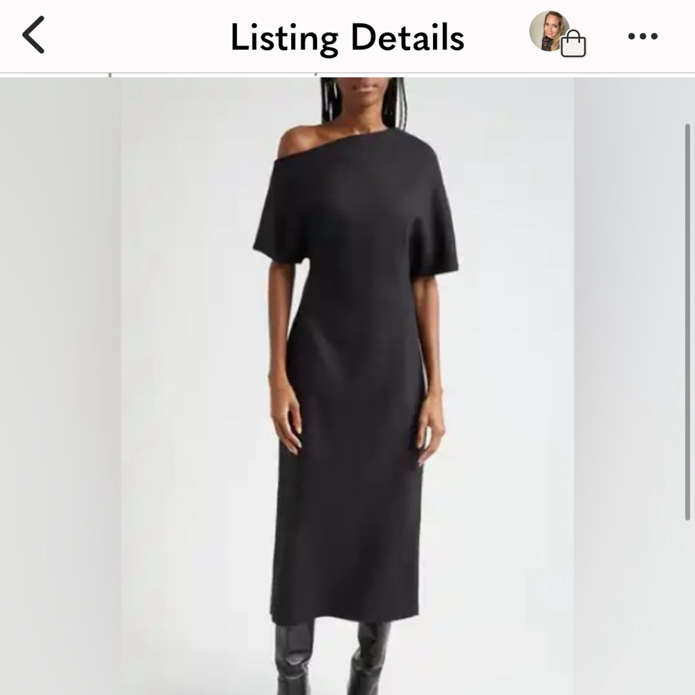 ROHE Sculptural Asymmetric Drape Dress Black Sz 44